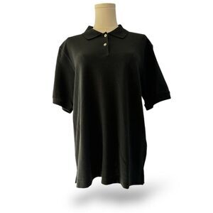 ASHWORTH Black Polo Golf Short Sleeve Wm Sz‎ L Preppy EUC